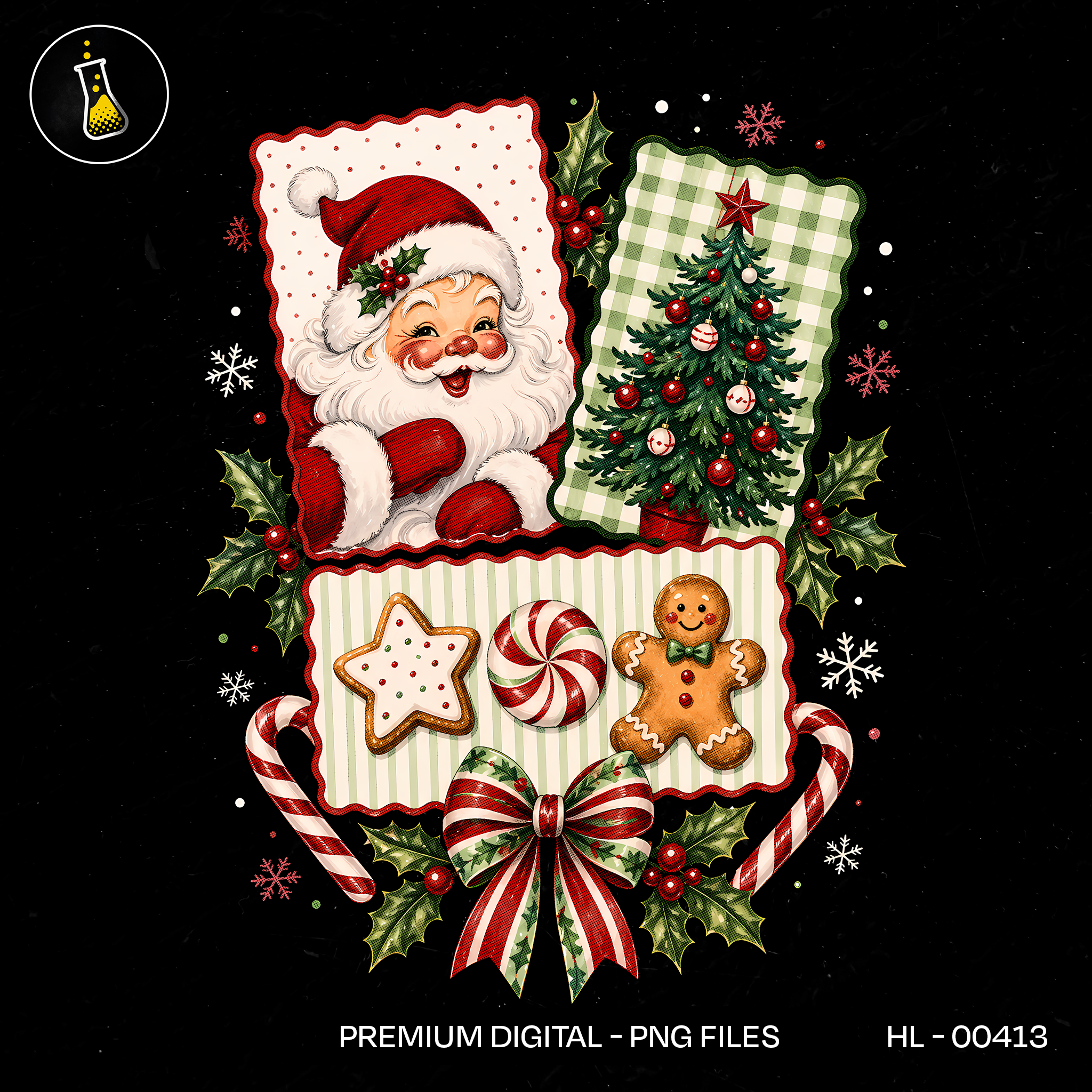 Colagem Papai Noel Biscoito Vintage Estampa