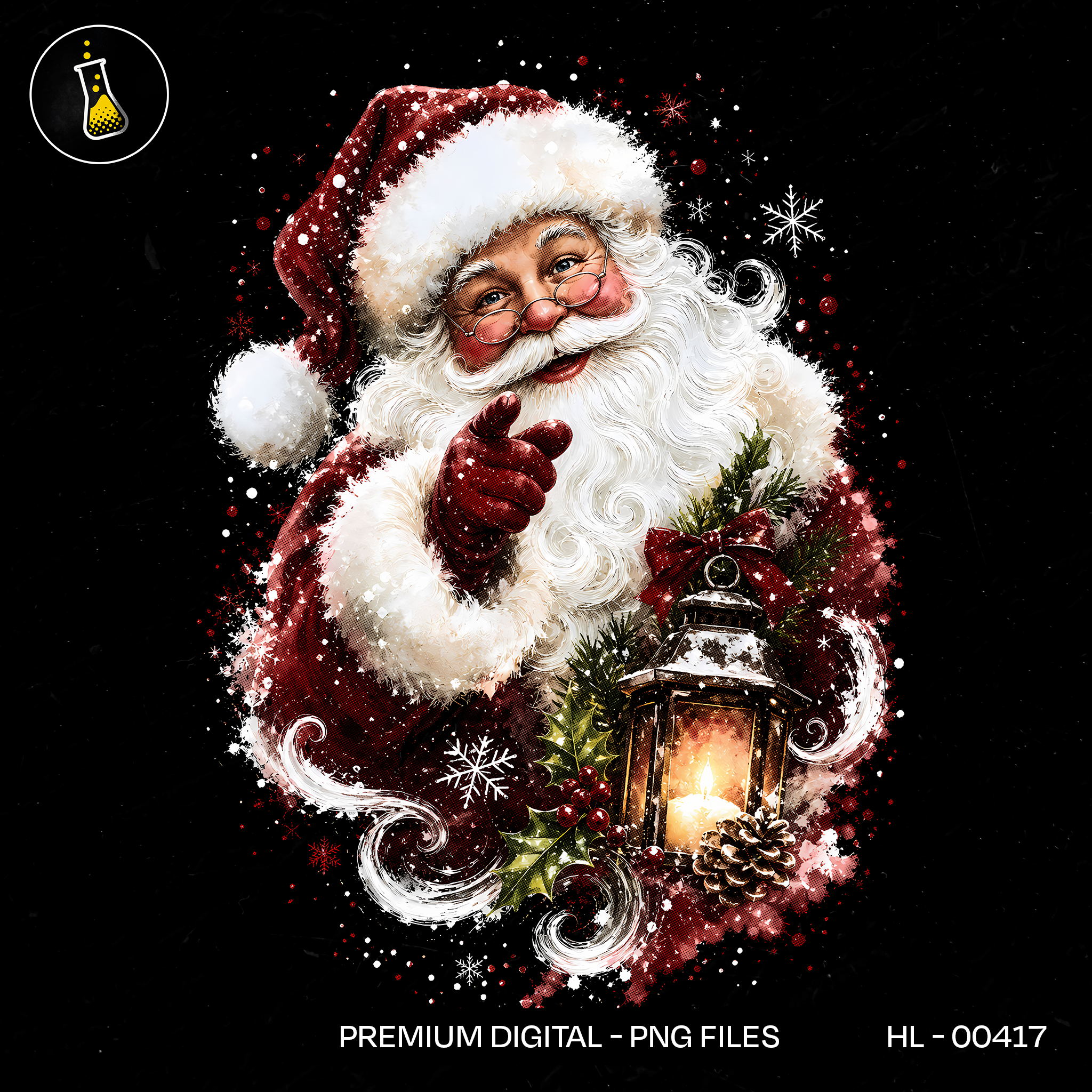 Papai Noel Segurando Lanterna Brilhante Estampa