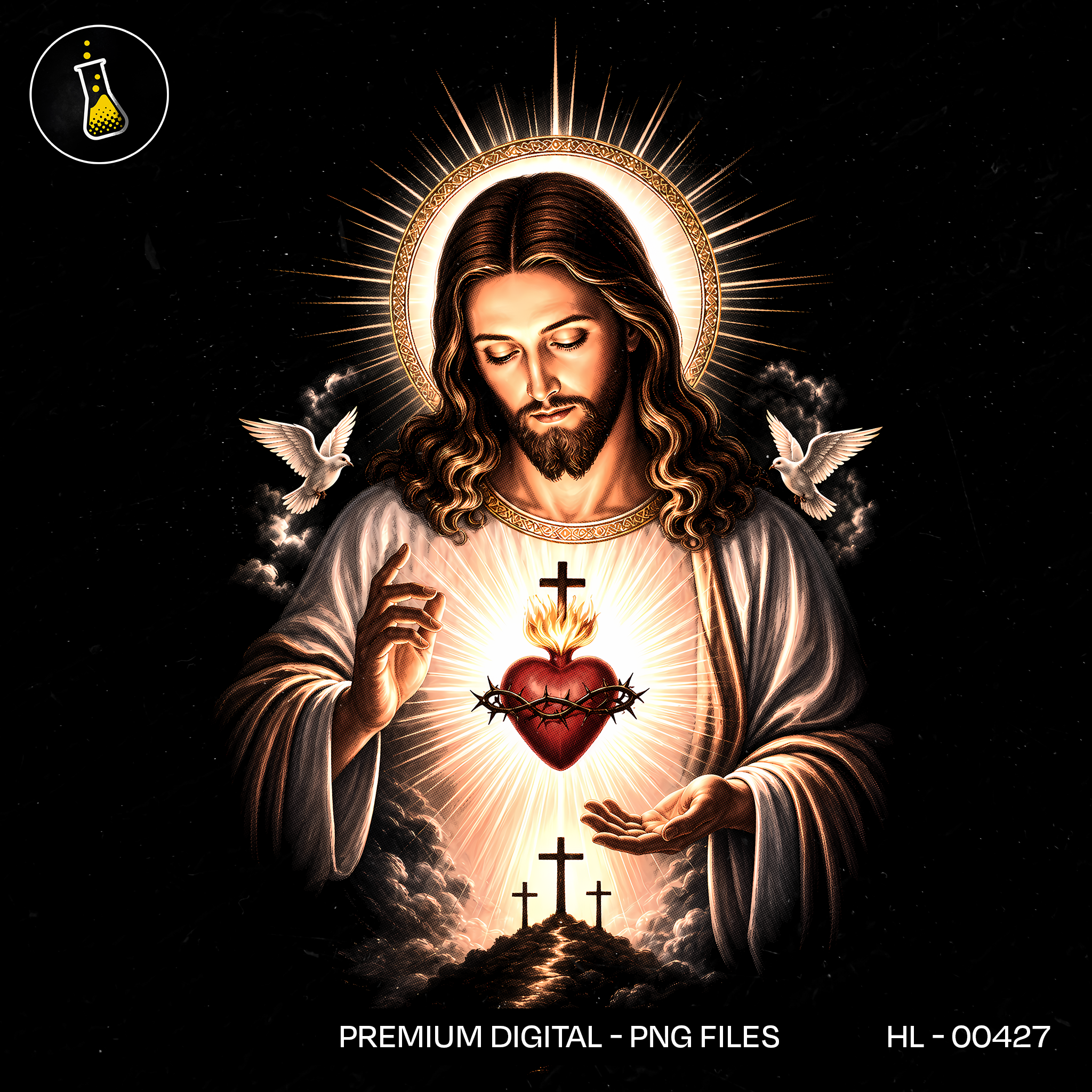 Sagrado Coração Cruzes do Calvário Estampa
