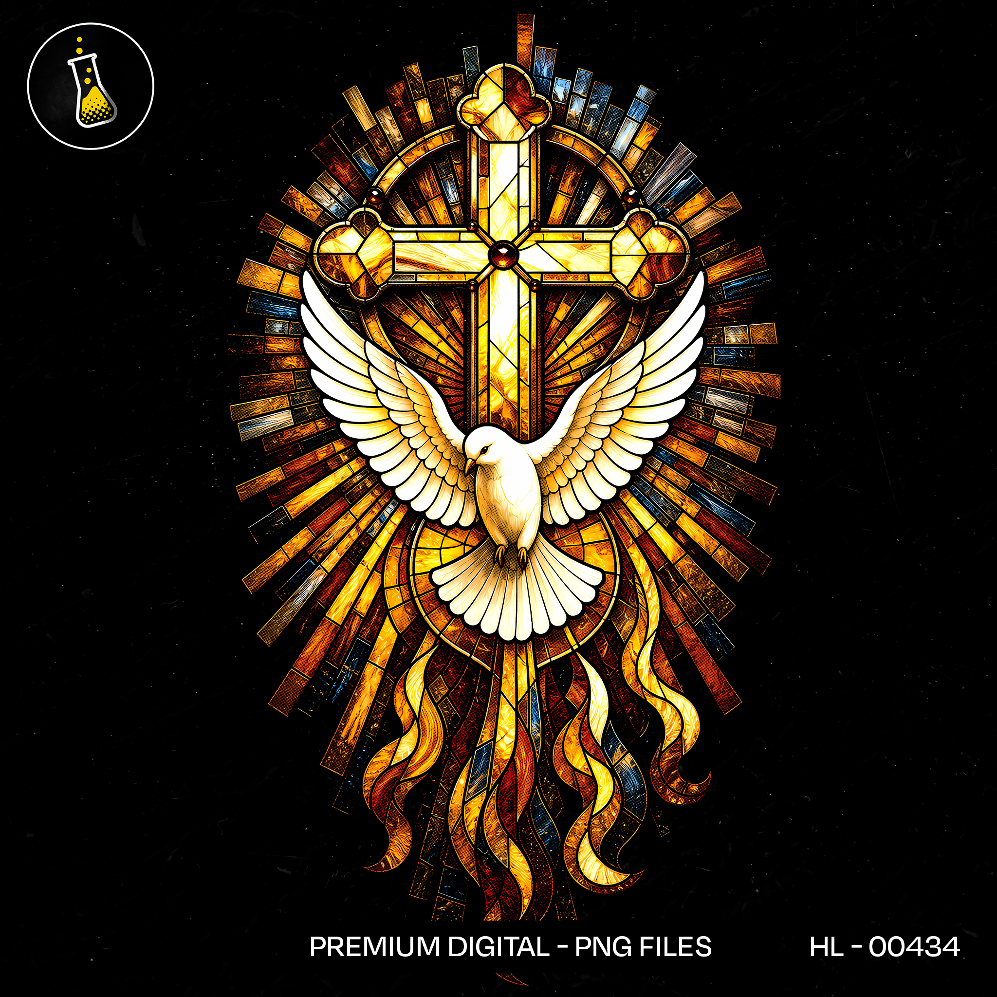 Espírito Santo Cruz Vitral Estampa