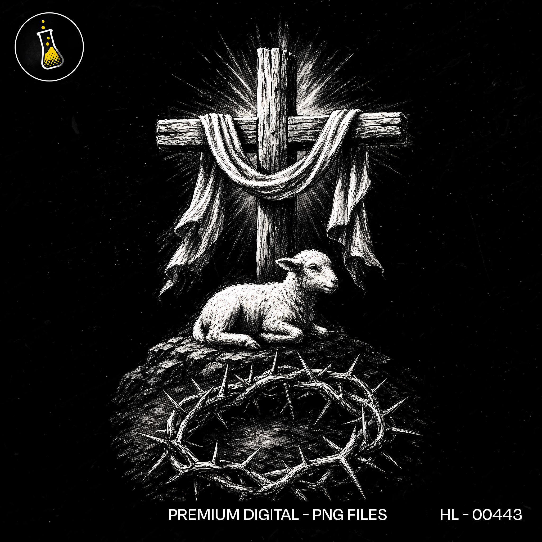Cordeiro de Deus Repousando na Cruz Estampa