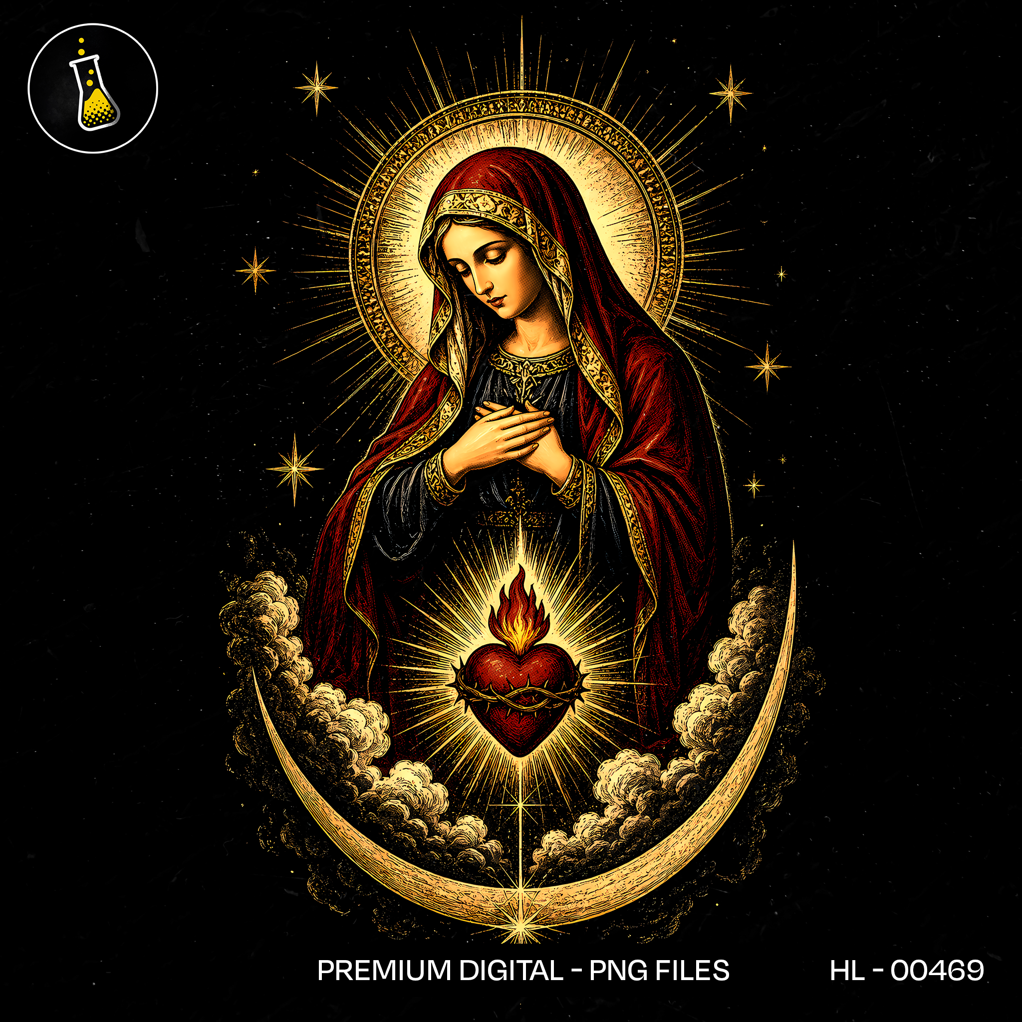 Maria Abençoada Sagrado Coração Estampa