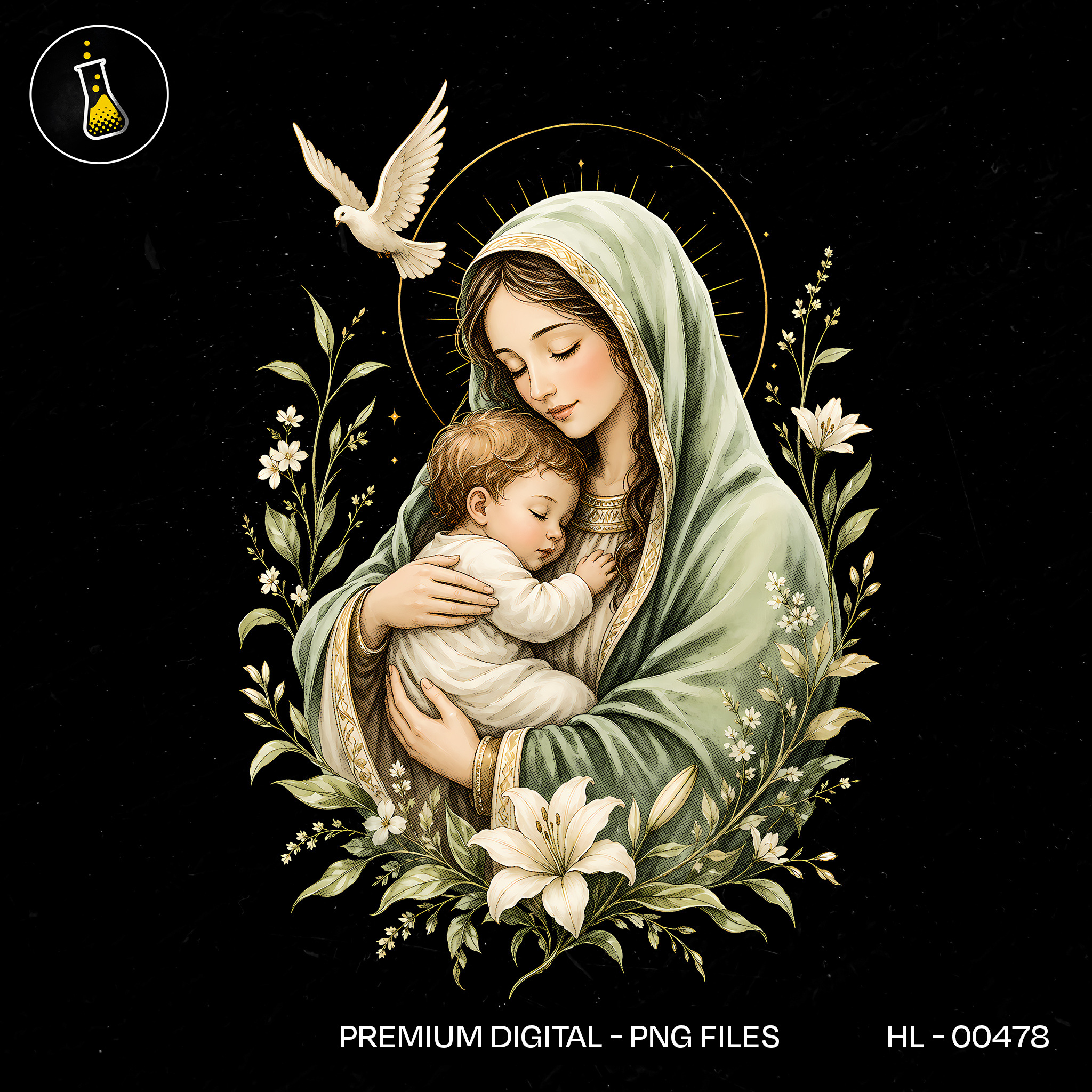 Maria Embalando Menino Jesus Estampa